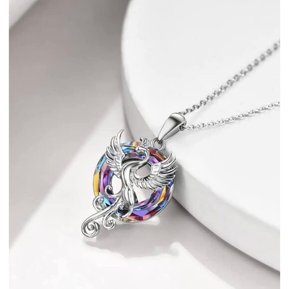 Phoenix Multi Crystal colored Pendant Necklace - Picture 1 of 11